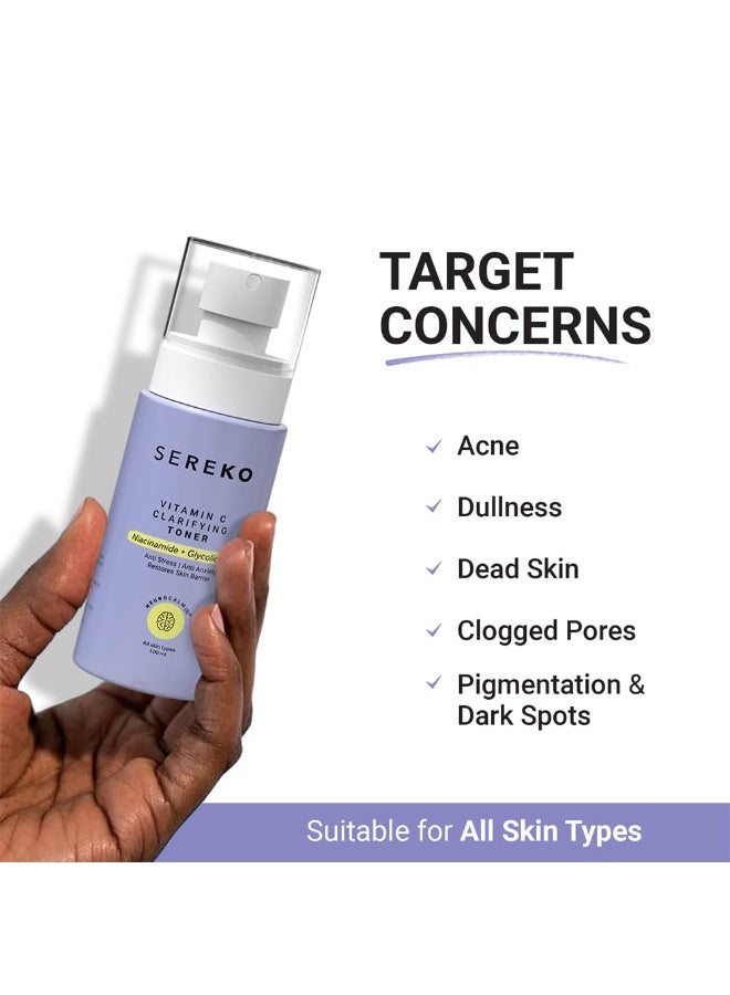 SEREKO Vitamin C Clarifying Face Toner with Niacinamide & Glycolic Acid, Refreshing Spray Mist for Bright, Glowing Skin | Tightens Pores, Balances pH, Controls Oil & Acne | All Skin Types for Women & Men - 100ml - Image 2