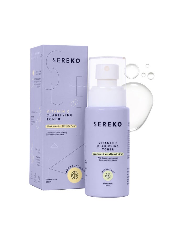 SEREKO Vitamin C Clarifying Face Toner with Niacinamide & Glycolic Acid, Refreshing Spray Mist for Bright, Glowing Skin | Tightens Pores, Balances pH, Controls Oil & Acne | All Skin Types for Women & Men - 100ml - Image 1