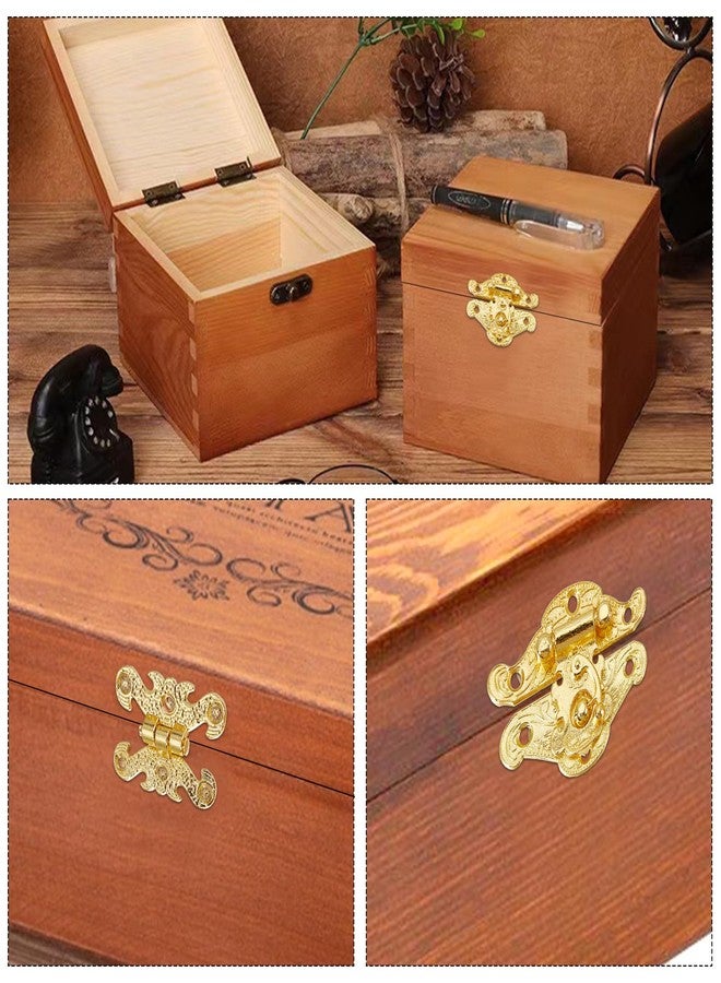NICENEEDED Gold Jewelry Box Hinges and Latches, Antique Lock Latch Handle Box Corner Protectors Kit, Vintage Engraved Latch Hasp Hinges Hardware Fittings for Wooden Jewelry Box Decoration and Repair - Image 5