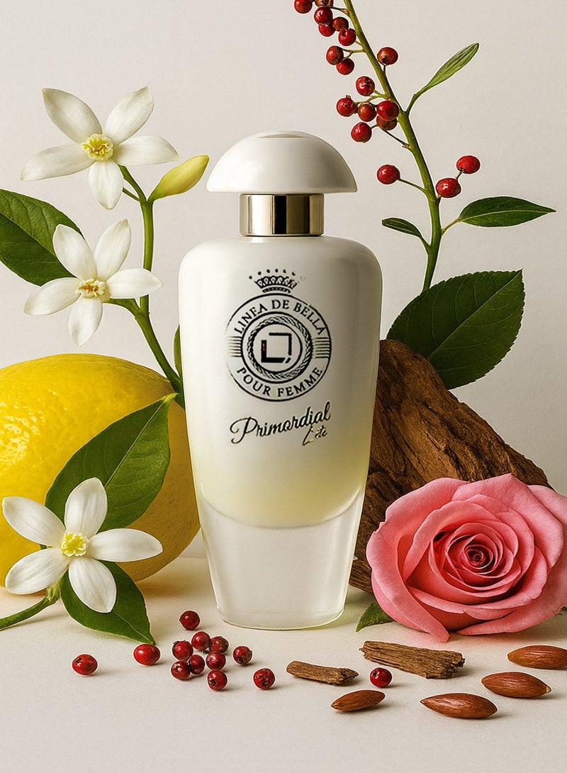 Linea De Bella Primordial Lite Perfume for Women 100ml Eau de Parfum | Long Lasting Perfume for Women with Base Notes of Vetiver, Patchouli, Cedar & Ambrette | Luxury Eau de Parfum - Image 1