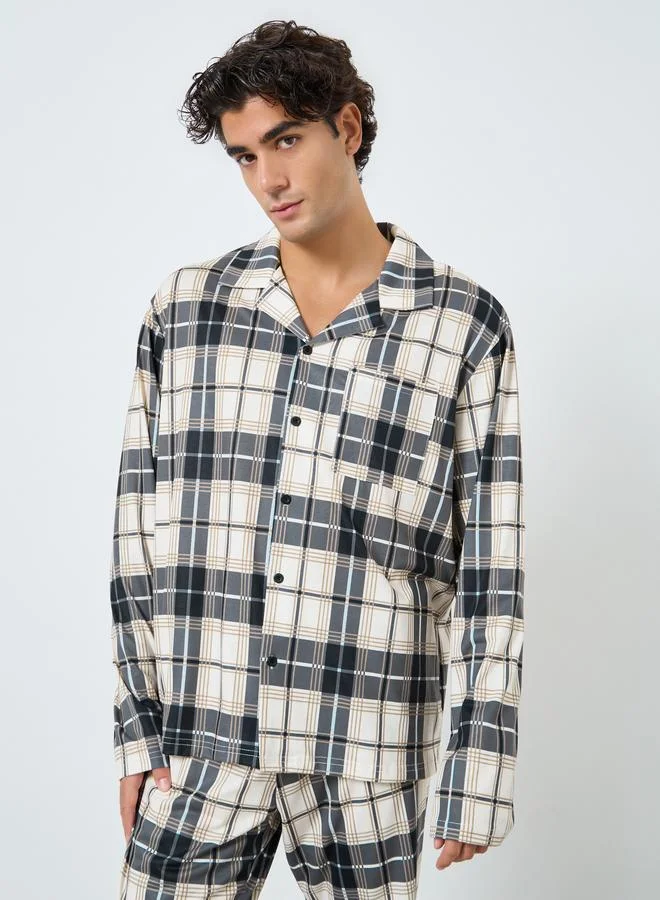 Styli Men Checked Oversized Shirt and Pyjama Set