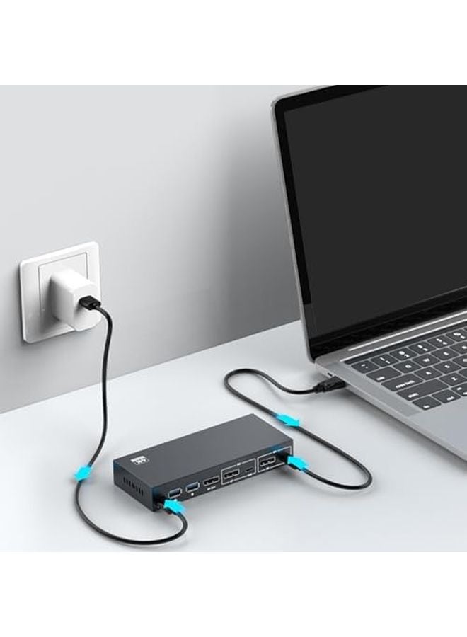 USB KVM Switch DisplayPort 2 Port Laptop PC Keyboard Printer Adapter Portable - Image 3