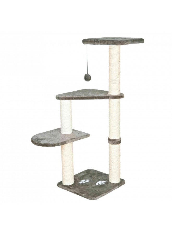 TRIXIE Altea Cat Tree, Tall Scratching Posts, 3 Elevated Platforms, Dangling Cat Toy, Cat Playground, Platinum Gray - Image 1
