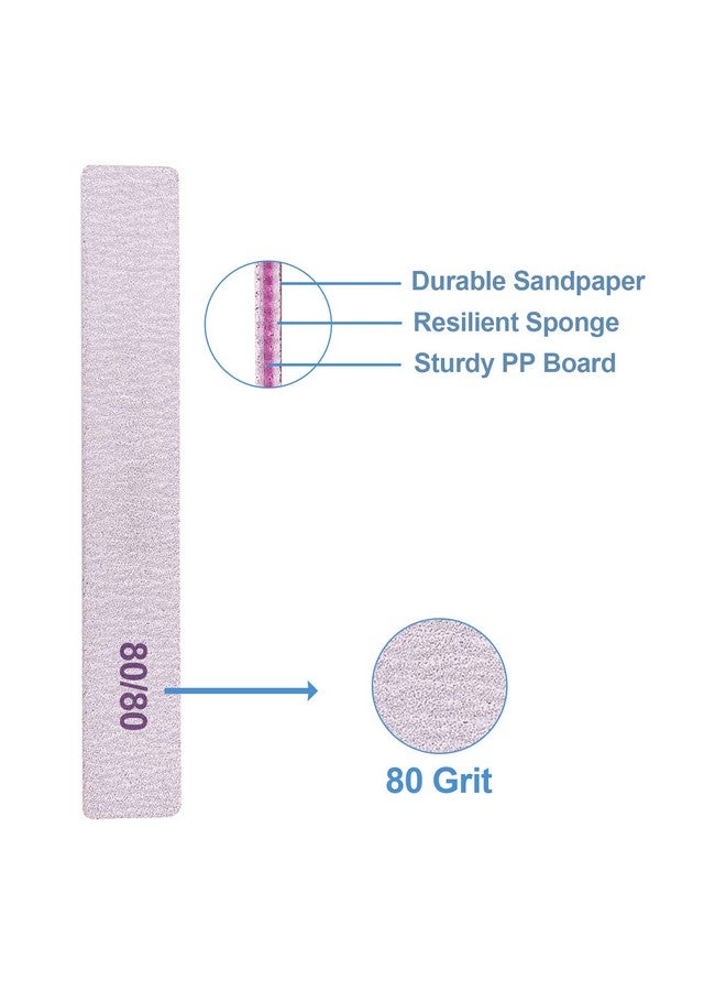 GigaGround 80/80 Grit Nail Files Emery Boards Nail File For Acrylic And Gel Nails Coarse Nail File Double Sided 80 Grits Emory Professional Filers Reusable Washable Manicure Square Gray - Image 3