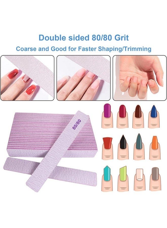 GigaGround 80/80 Grit Nail Files Emery Boards Nail File For Acrylic And Gel Nails Coarse Nail File Double Sided 80 Grits Emory Professional Filers Reusable Washable Manicure Square Gray - Image 2