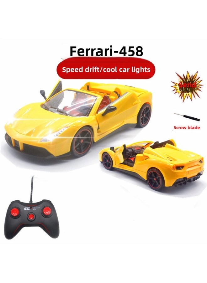 Generic Hot Sale Children's Toy Remote Control Car Rechargeable Electric High Speed Drift Racing Car Model Boy Car Toy Free Shipping-Color:30cm Ferrari/yellow/one-button Open Open Convertible-Proportion:Display Box/ordinary Battery Version/no Distribution  - Image 1