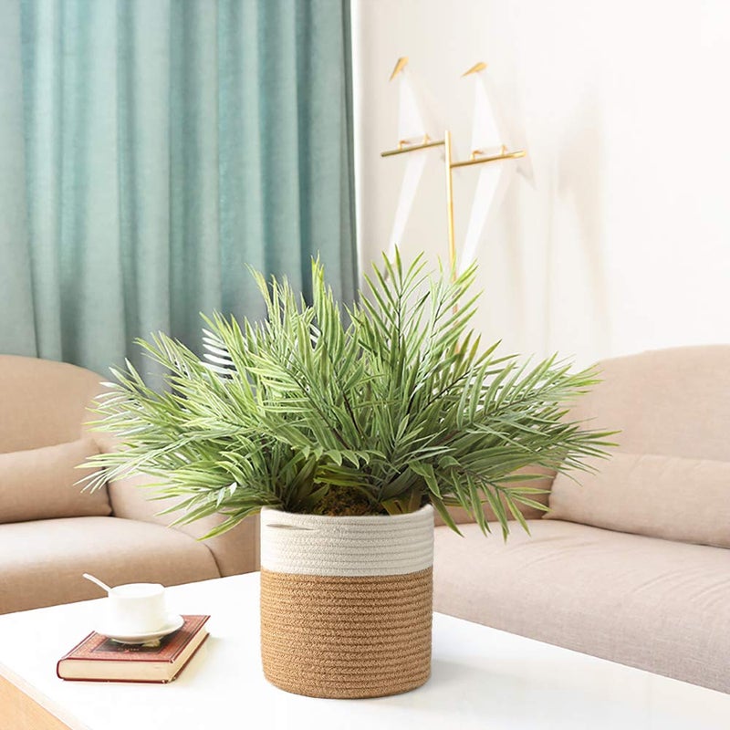 TIMEYARD Jute Rope Plant Basket Small Woven Storage Baskets for Up to 7" Planter, 8" x 8" Decorative Plant Pot Cover Woven Planter Basket Laundry Baskets with Handles Modern Home DÃ©cor - Image 4