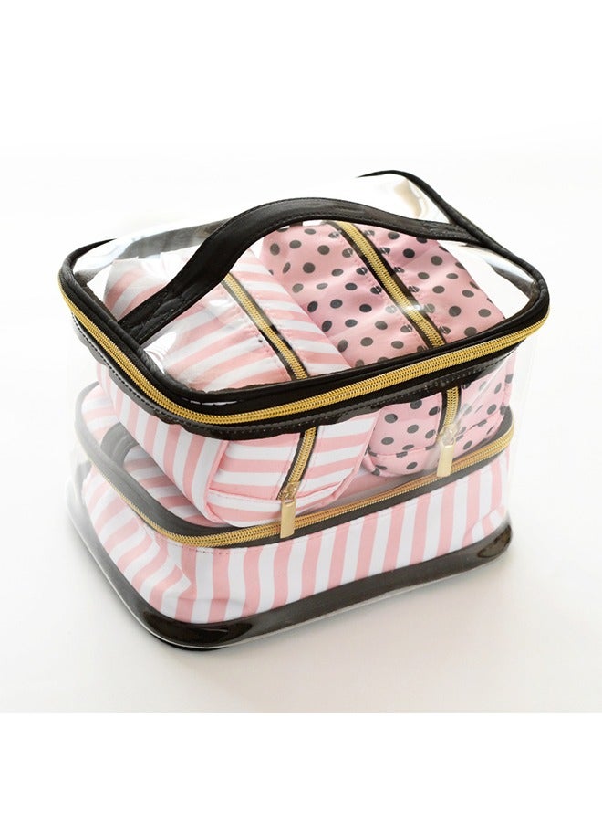 The New Waterproof Toiletry Bag, Cosmetic Portable Storage Bag, Tote Set Striped Portable Travel Cosmetic Bag - Image 1