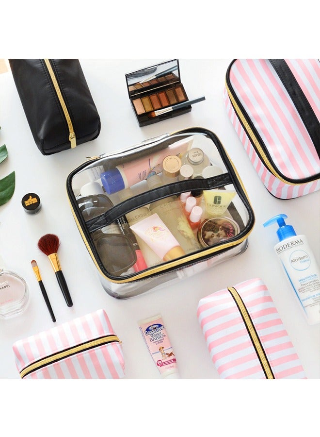 The New Waterproof Toiletry Bag, Cosmetic Portable Storage Bag, Tote Set Striped Portable Travel Cosmetic Bag - Image 4