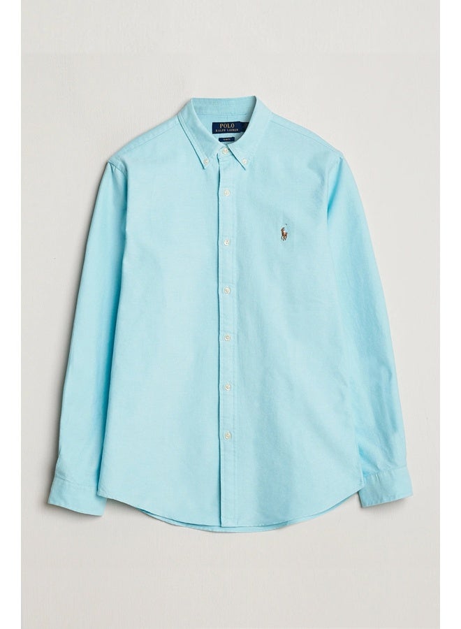 POLO Ralph Lauren Mens Blue The Iconic Classic Fit Oxford Shirt - Image 4