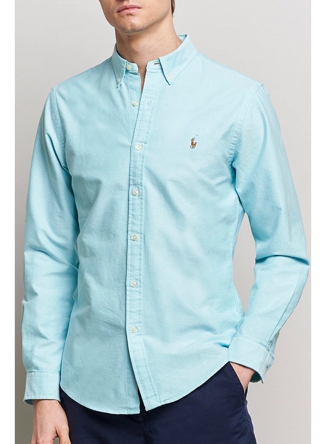 POLO Ralph Lauren Mens Blue The Iconic Classic Fit Oxford Shirt - Image 1