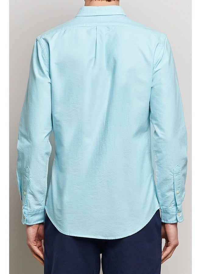 POLO Ralph Lauren Mens Blue The Iconic Classic Fit Oxford Shirt - Image 3