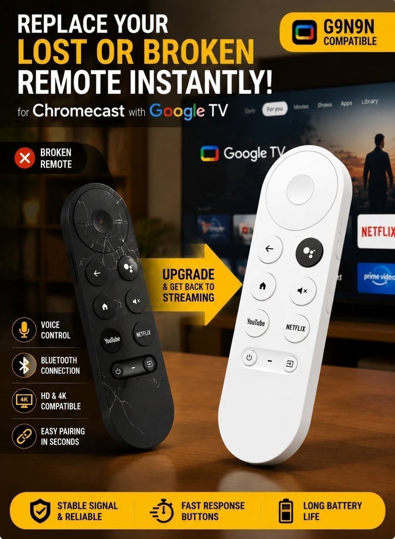 MZJU Replacement Voice Remote for Chromecast with Google TV G9N9N, Bluetooth Voice Control Remote Compatible with Google TV HD & 4K, Easy Pairing, Lost or Broken Remote Replacement, Batteries Not Included - Image 3