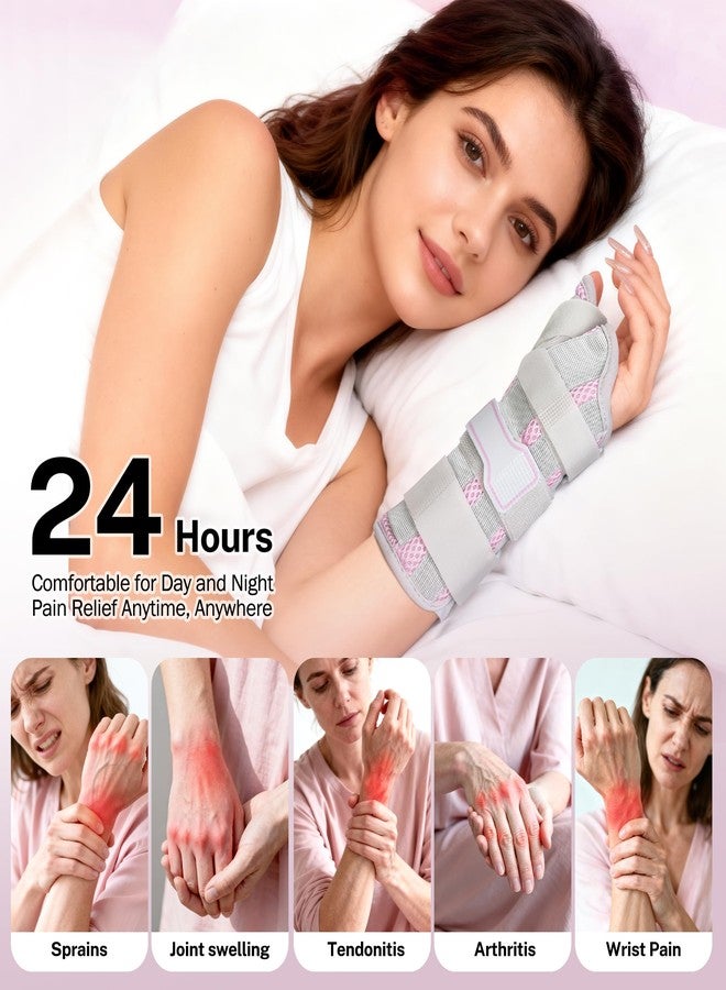 Medibot Wrist & Thumb Brace for Day & Night Support - Adjustable Spica Splint for Carpal Tunnel, De Quervain's, Tendonitis Pain Relief and Arthritis, R/M Size Pink for Men & Women - Image 4
