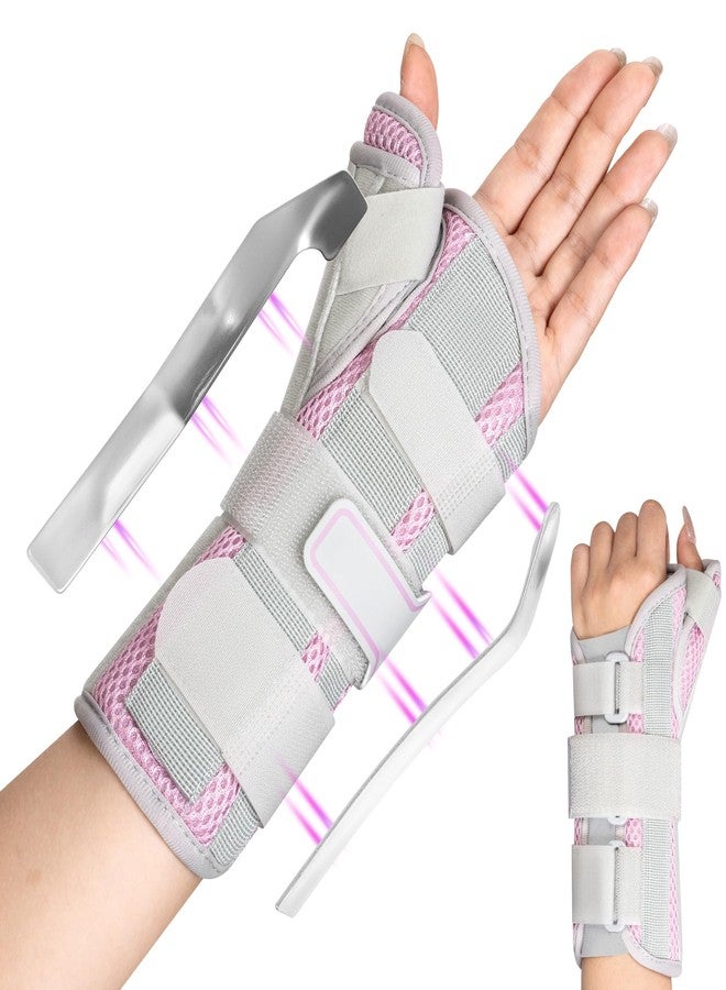 Medibot Wrist & Thumb Brace for Day & Night Support - Adjustable Spica Splint for Carpal Tunnel, De Quervain's, Tendonitis Pain Relief and Arthritis, R/M Size Pink for Men & Women - Image 1