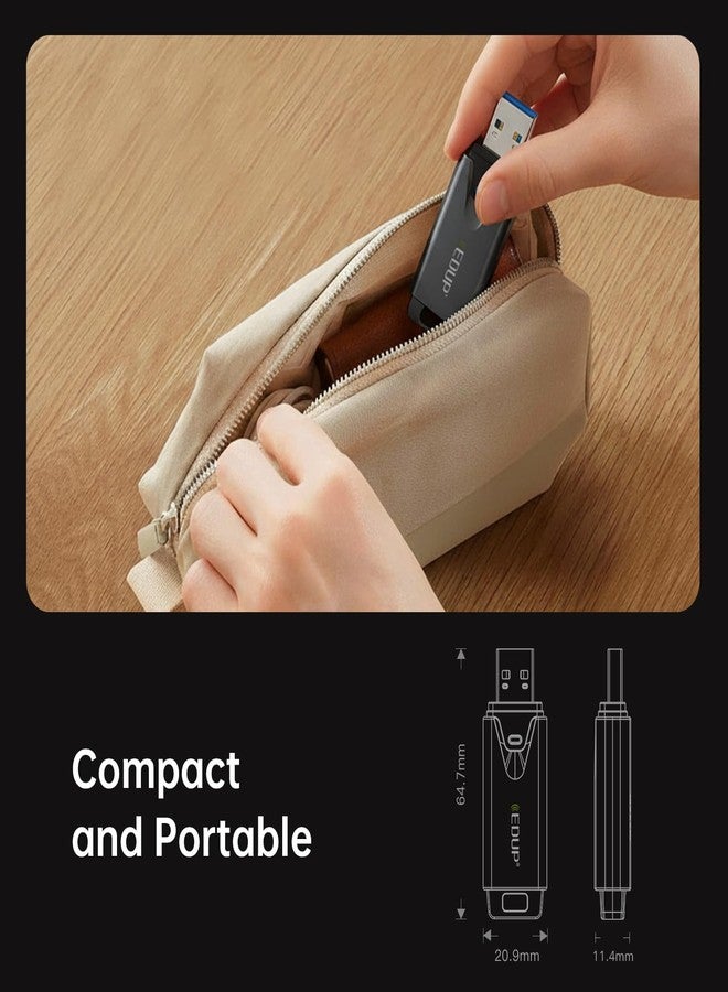 EDUP Mini USB 3.0 WiFi 6E Adapter for PC, AXE3000, 802.11ax, Tri-Band 6GHz/5GHz/2.4GHz, USB Wi-Fi Dongle Wireless Network Card, Support Windows 11/10 (Install Driver) & Linux (Plug and Play) - Image 5