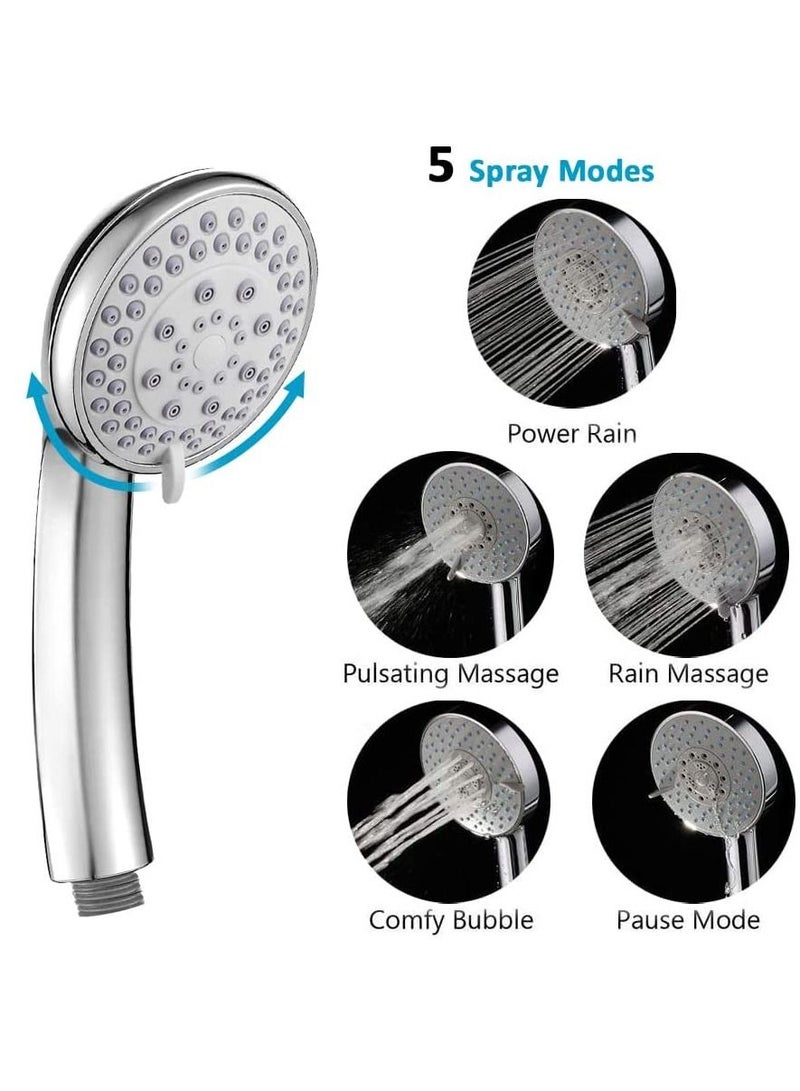 Rubik Shower Head Set with 1.5M Shower Hose, 5 Spray Modes Universal Handheld Shower Head for Adults Children Pets Home and Gym Use (1.5 Meter) - Image 2