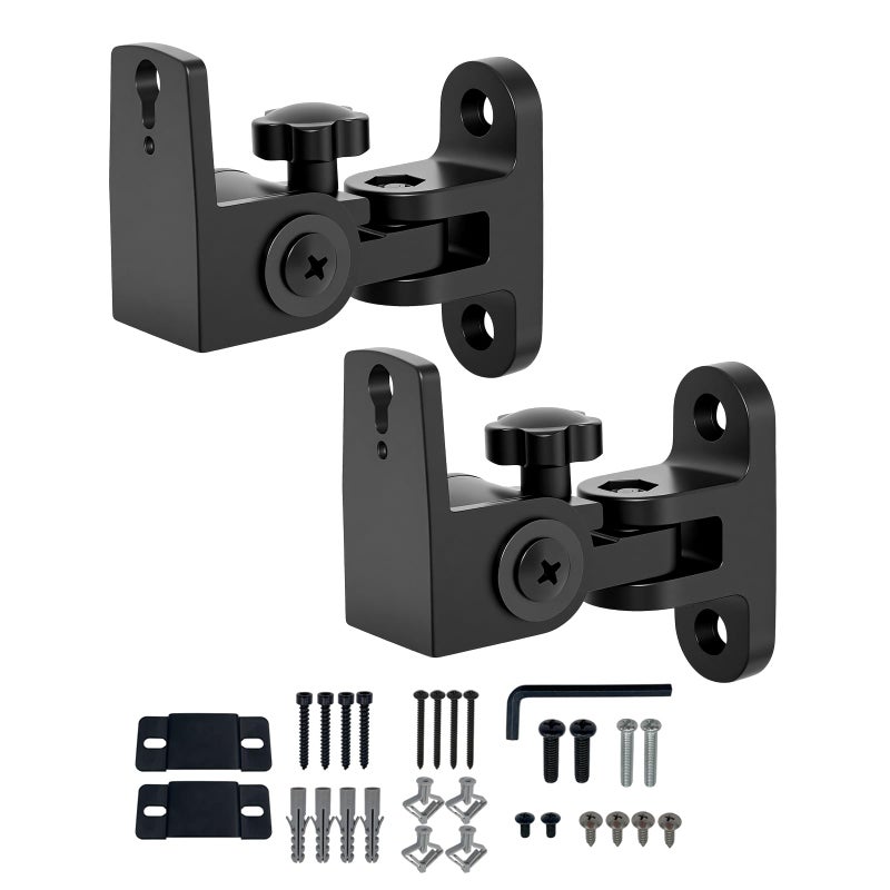 Howonder BS-218pro Universal Speaker Wall Mount for Small Speakers ,Vertical 120Â°, Horizontal 180Â°Adjustment,Hold up to 30lbs,Compatible with Bose, JBL, KEF, Klipsch, Sony & Others(2 Packs Black) - Image 1