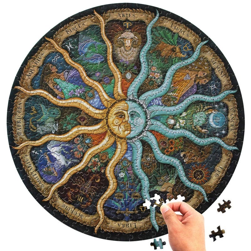 Moruska 500 Piece Puzzles for Adults Zodiac Constellation Puzzle Round Mandala Astrology Jigsaw Puzzle Cool and Challanege - Image 4