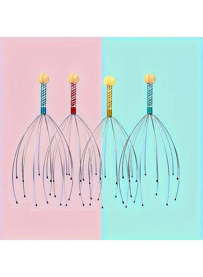 جهاز تدليك فروة الرأس من الفولاذ المقاوم للصدأ على شكل أخطبوط - لون عشوائي - مريح للرأس والرقبة - Image 5
