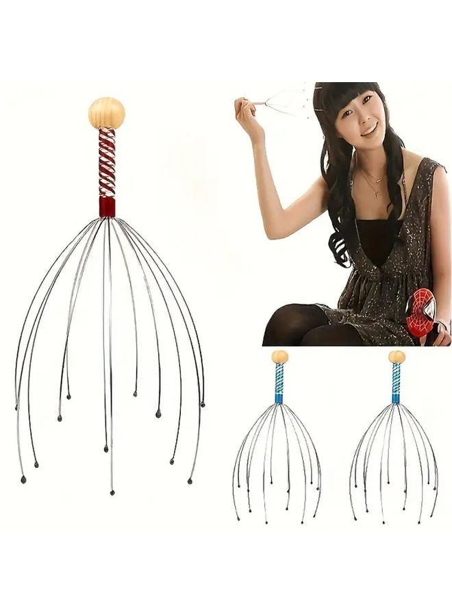 جهاز تدليك فروة الرأس من الفولاذ المقاوم للصدأ على شكل أخطبوط - لون عشوائي - مريح للرأس والرقبة - Image 2