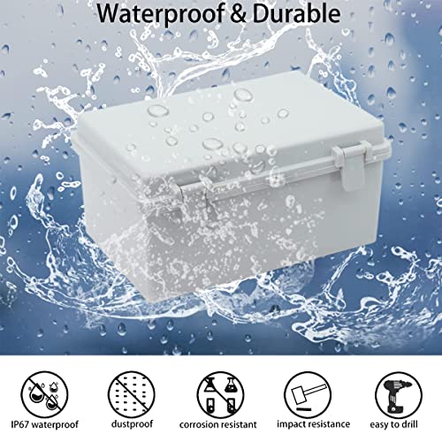Otdorpatio Junction Box, Hinged Cover IP67 Waterproof ABS Project Box with 2 NPT 1/2" Cable Gland, Electrical Box Enclosure with Mounting Plate & Wall Bracket 11.4 x 7.5 x 5.5inch(290x190x140mm) - Image 2