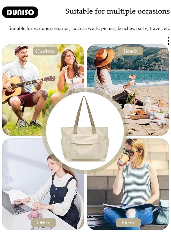 DUNISO Women's Shoulder Tote Bag Canvas Handbag For Women Large Capacity Bucket Bag Fashionable Travel Messenger Shoulder Bag For Ladies Girls College Students - Image 3