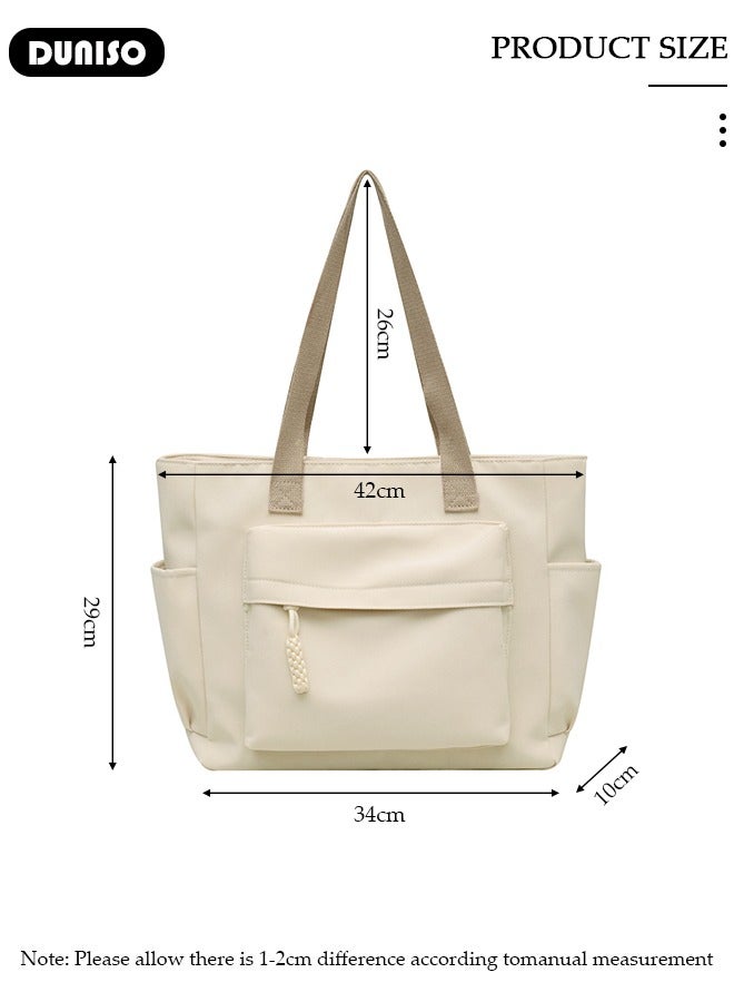 DUNISO Women's Shoulder Tote Bag Canvas Handbag For Women Large Capacity Bucket Bag Fashionable Travel Messenger Shoulder Bag For Ladies Girls College Students - Image 4
