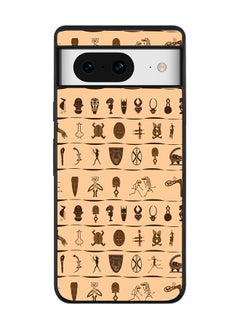 Rugged Black Edge case for Google Pixel 8, Custom Slim fit Flexible Anti Drop Thin Phone Case Cover - Tribal Hieroglyphics