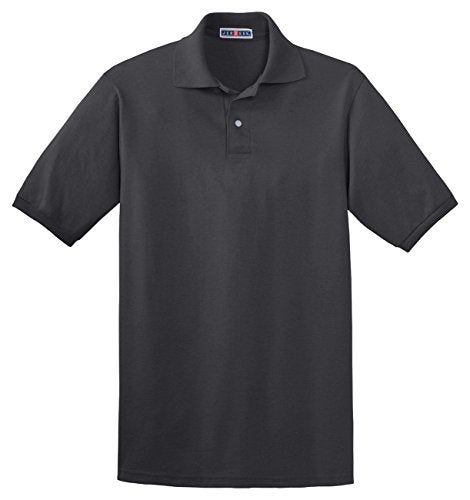 Jerzees Men's SpotShield 2 Button Rib Knit Polo Shirt_M_Charcoal - Image 1