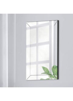 16X24 Beveled Wall Accent Mirror With Angled Beveled Mirror Frame Silver