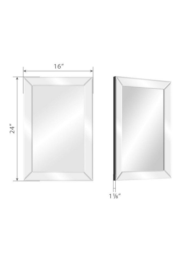 Everly Hart Collection - 16X24 Beveled Wall Accent Mirror With Angled Beveled Mirror Frame Silver - Image 1