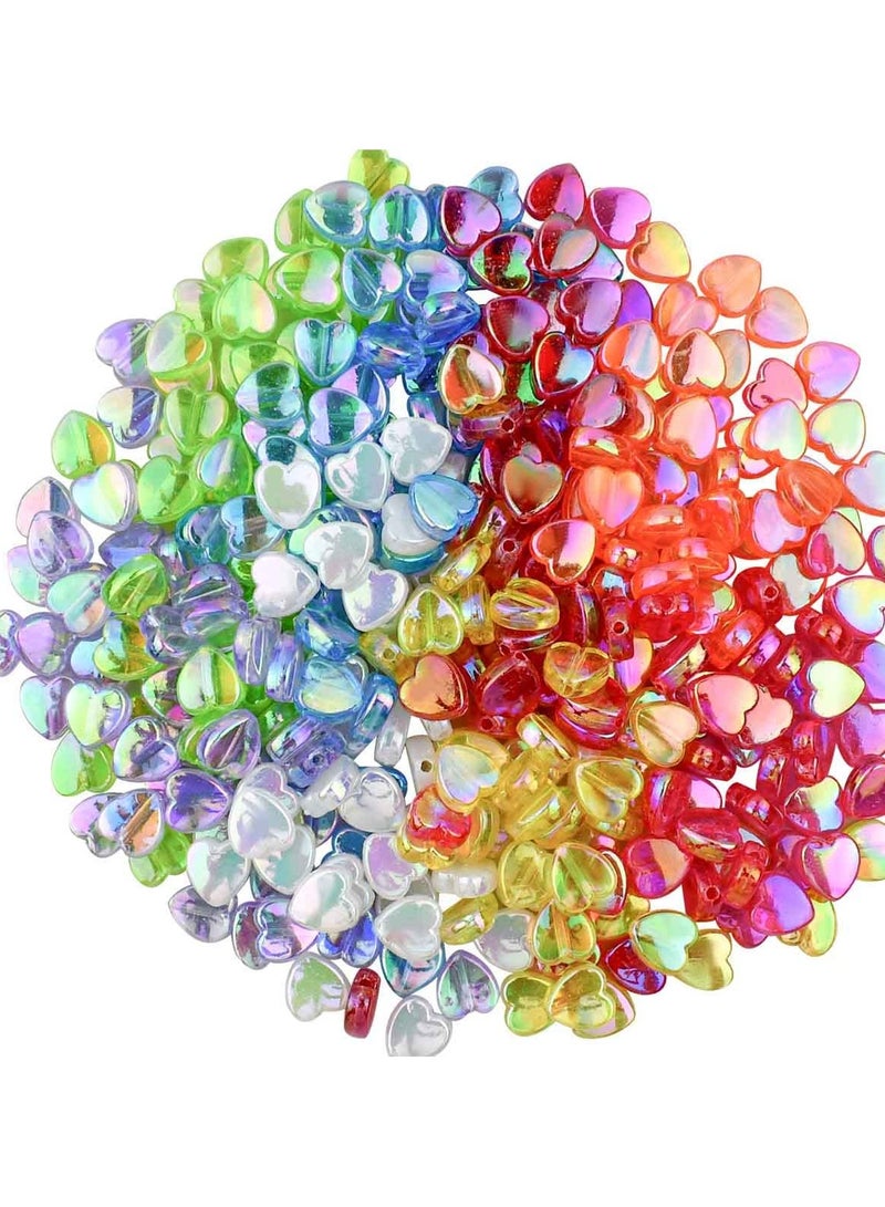 400 Pcs Acrylic Heart Shape Beads for Jewelry Making, Colorful Loose Beads for DIY Craft Bracelet Necklace Earring Keychain Mini Colorful Heart Beads (8 Colors) - Image 1