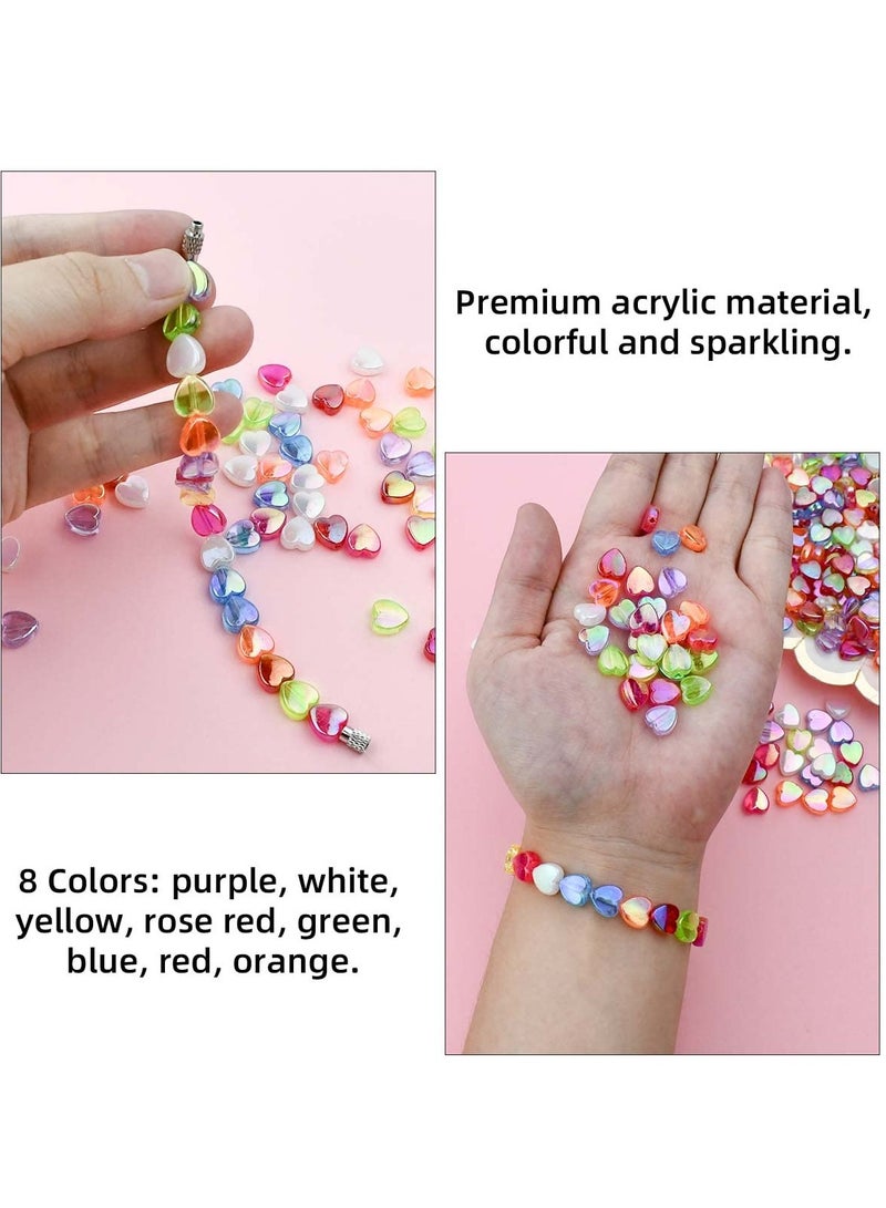 400 Pcs Acrylic Heart Shape Beads for Jewelry Making, Colorful Loose Beads for DIY Craft Bracelet Necklace Earring Keychain Mini Colorful Heart Beads (8 Colors) - Image 4