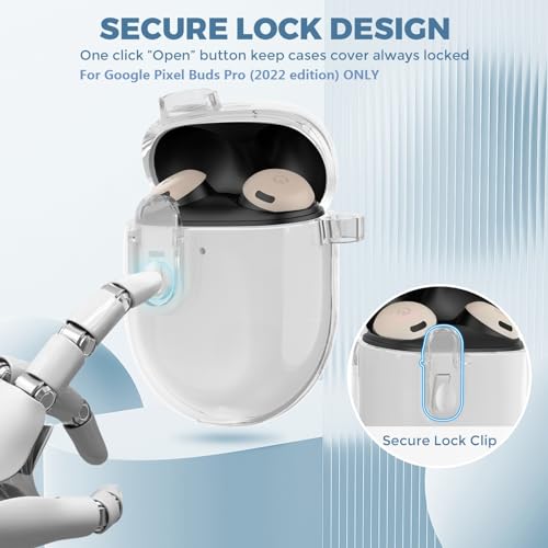 OTOPO Clip Lock Case for Google Pixel Bud Pro & Pixel Buds Pros 2 Case Clear with Cleaner Kit, Soft TPU Transparent Pixel Bud Pro 2022/ Buds Pros 2 2024 Protective Cover Men Women Clear - Image 2