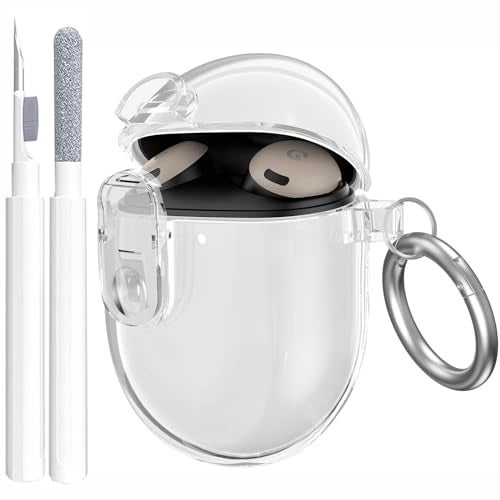 OTOPO Clip Lock Case for Google Pixel Bud Pro & Pixel Buds Pros 2 Case Clear with Cleaner Kit, Soft TPU Transparent Pixel Bud Pro 2022/ Buds Pros 2 2024 Protective Cover Men Women Clear - Image 1