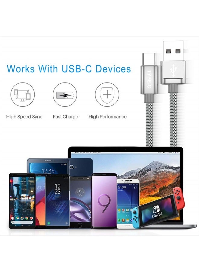 Basesailor كابل شاحن USB Type C بطول 6.6 قدم 2 حزمة، كابل شحن نايلون لهواتف سامسونج جالاكسي Z فليب فولد، نوت 20 10، S9 S10 S10E 10E S20 FE 21 S23 S21 S22 22 بلس ألترا، A51 A52 A53، جوجل بيكسل 7 6 5 XL برو - Image 2
