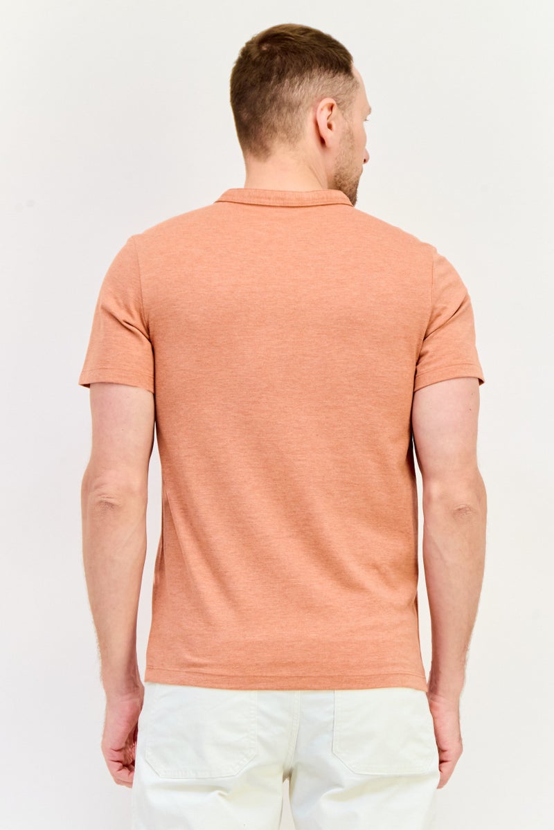 Celio Men Slip Neck Short Sleeve Solid T-shirt, Coral - Image 2