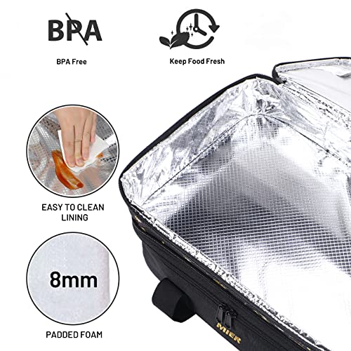 MIER Insulated Double Casserole Carrier Bag for Lasagna Lugger, Potluck Parties, Picnic, Beach, Fits 9 x 13 Inches Baking Dish, Casserole Dish, Expandable, Black - Image 5