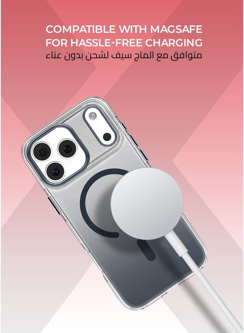 Xonda Crystal Edge iPhone 17 Pro Max MagSafe Case Blue - Durable metal buttons for high responsiveness, flexible TPU frame for enhanced protection, MagSafe compatible - Image 4
