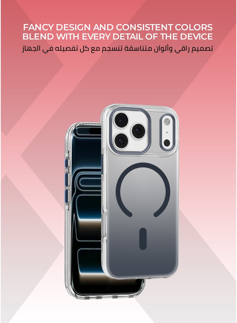 Xonda Crystal Edge iPhone 17 Pro Max MagSafe Case Blue - Durable metal buttons for high responsiveness, flexible TPU frame for enhanced protection, MagSafe compatible - Image 2