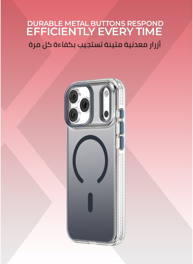 Xonda Crystal Edge iPhone 17 Pro Max MagSafe Case Blue - Durable metal buttons for high responsiveness, flexible TPU frame for enhanced protection, MagSafe compatible - Image 3