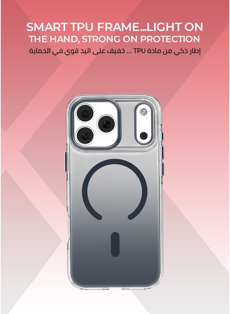 Xonda Crystal Edge iPhone 17 Pro Max MagSafe Case Blue - Durable metal buttons for high responsiveness, flexible TPU frame for enhanced protection, MagSafe compatible - Image 5