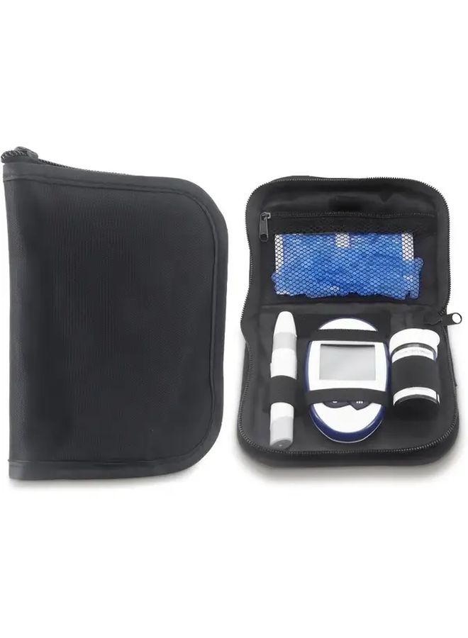 Black Portable Diabetes Travel Case Organizer Kit Blood Glucose Monitor Meter Storage Bag - Image 2