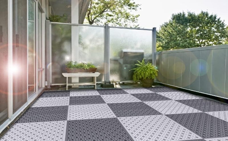 Hidak بلاط تصريف غير قابل للانزلاق هيداك 12 × 12 بوصة حصيرة أرضية من PVC ناعم مقاوم للماء حصيرة حمام مطاطية غير قابلة للانزلاق مع ثقوب تصريف عمود للحمام والمطبخ والدش والمسبح والشرفة وصالة الألعاب الرياضية والمناطق الرطبة 6 - Image 2