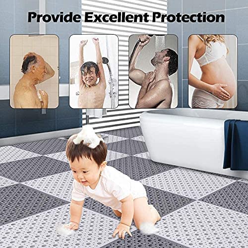 Hidak بلاط تصريف غير قابل للانزلاق هيداك 12 × 12 بوصة حصيرة أرضية من PVC ناعم مقاوم للماء حصيرة حمام مطاطية غير قابلة للانزلاق مع ثقوب تصريف عمود للحمام والمطبخ والدش والمسبح والشرفة وصالة الألعاب الرياضية والمناطق الرطبة 6 - Image 3