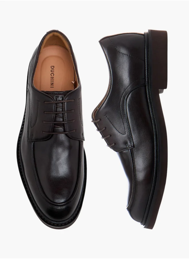 DUCHINI Men's Solid Lace-Up Derby Shoes