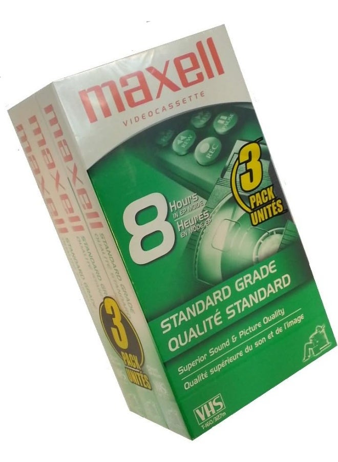 Maxell Maxell 213030 VHS T160 Standard Grade - 3 Pack