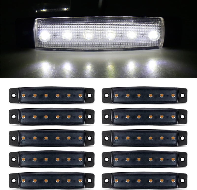 FXC 10pack 12V Smoked White LED Trailer Marker Lights 3.8" Side Marker Clearance Light Bar Front Rear Signal Indicator Light Strip Waterproof for Trailer Truck Van Pickup ATV UTV RV - Image 1