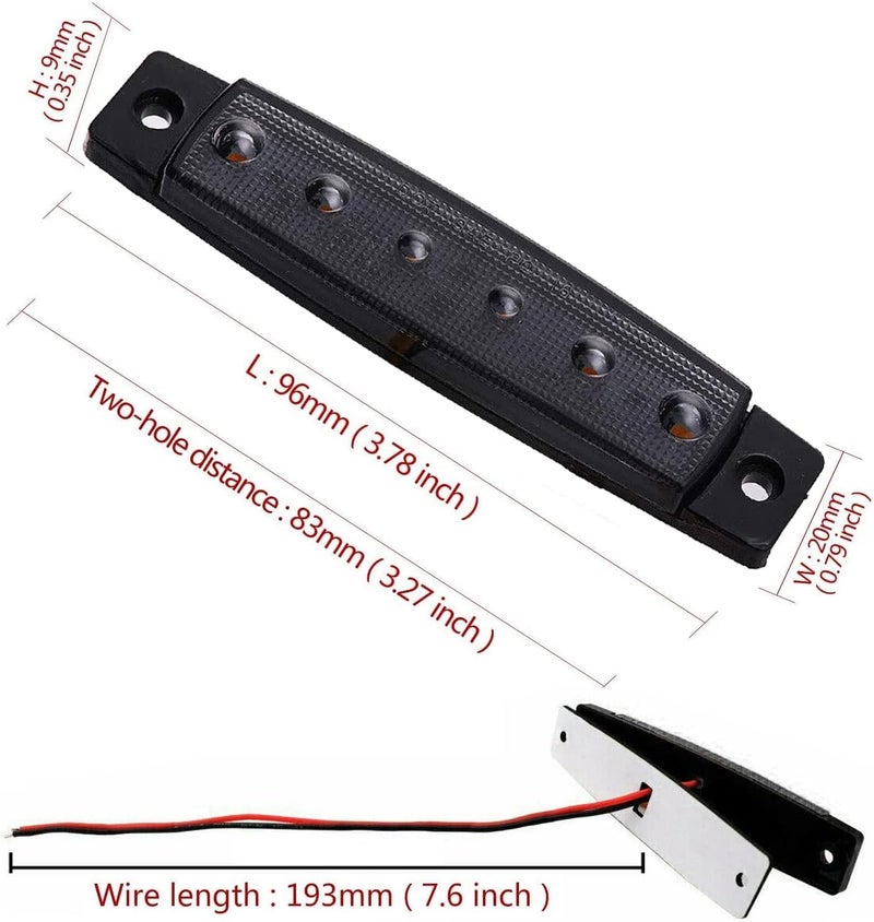 FXC 10pack 12V Smoked White LED Trailer Marker Lights 3.8" Side Marker Clearance Light Bar Front Rear Signal Indicator Light Strip Waterproof for Trailer Truck Van Pickup ATV UTV RV - Image 5